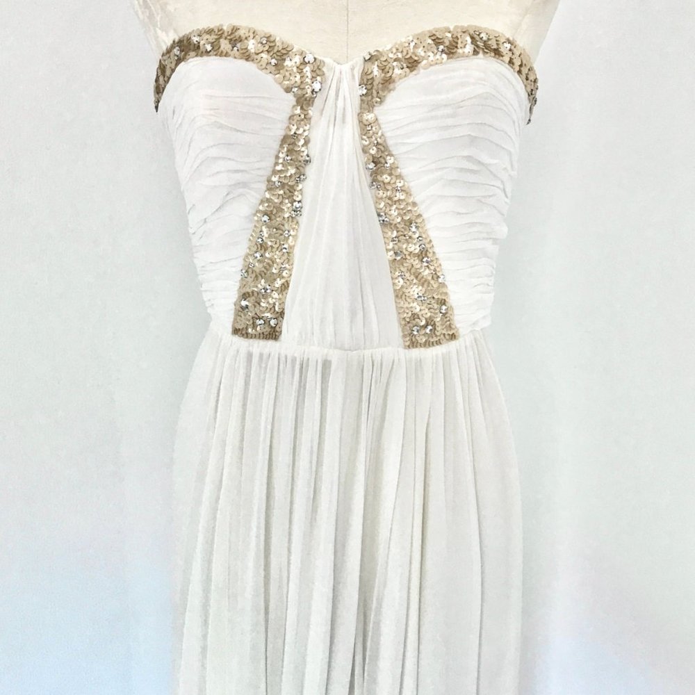 Rebecca Taylor Dress S/M Formal White Prom Wedding Hoco Debutante Maxi Long Gown - Picture 5 of 16